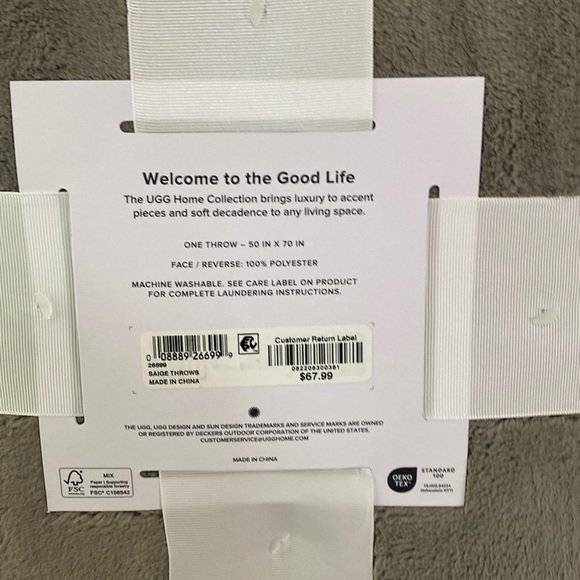 UGG Basia Throw Sherpa Blanket Saige Charcoal Gray Throw 50” x 70” - Picture 4 of 6